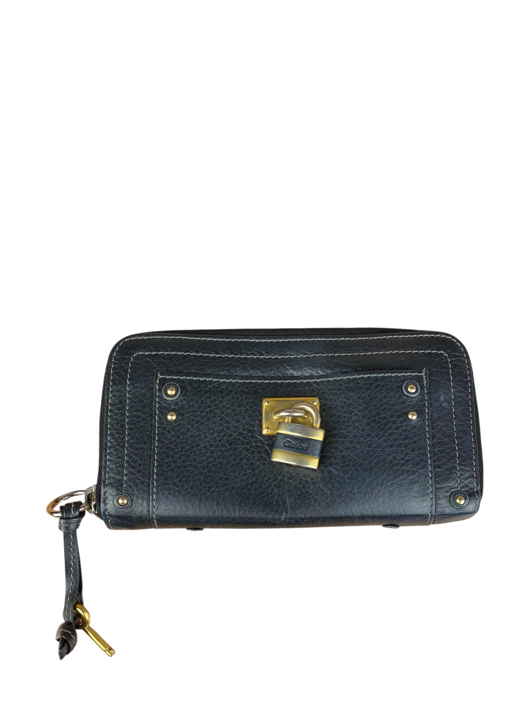 Chloé Black Leather Paddington Long Wallet
