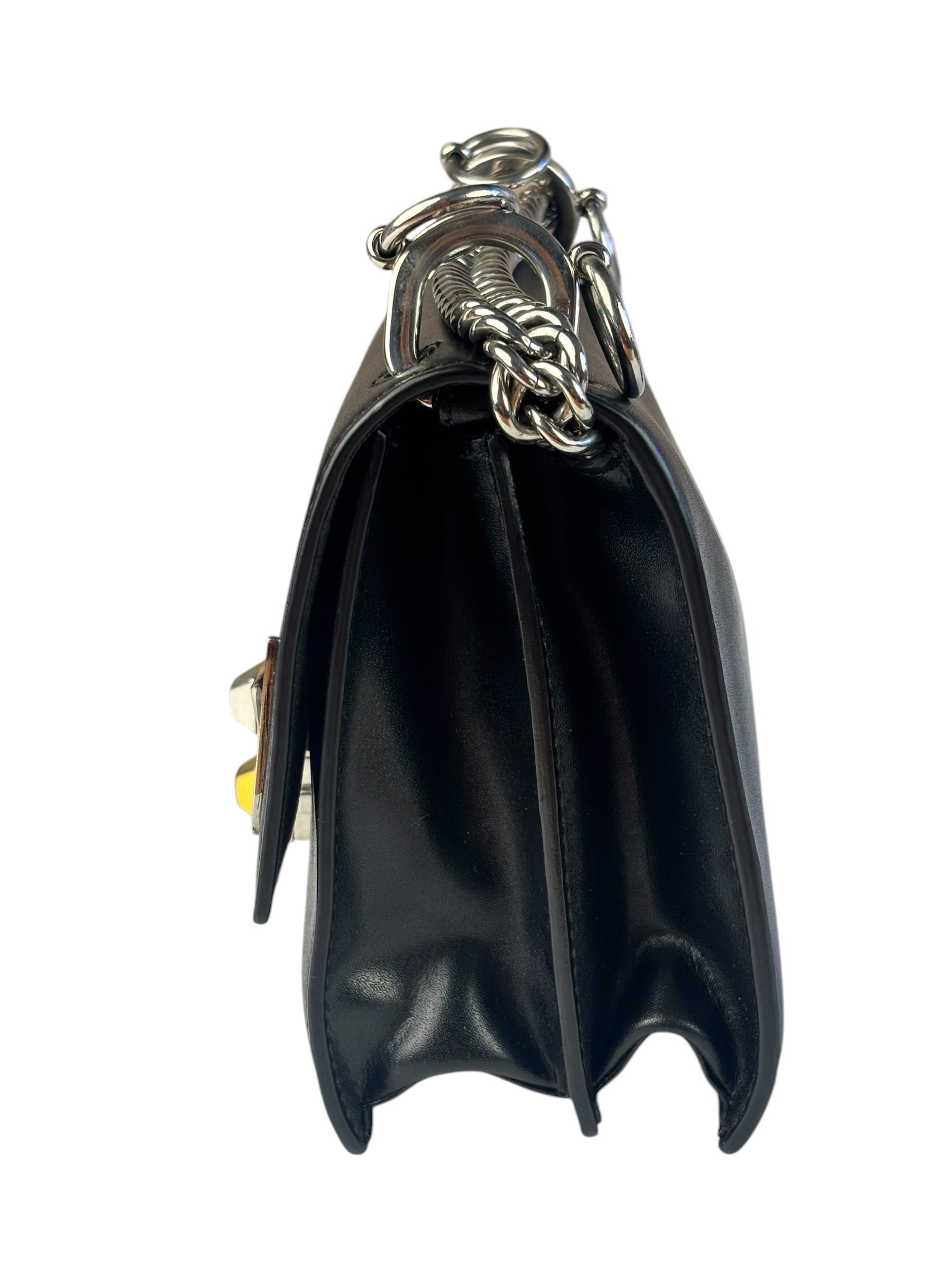Fendi Black Leather Kan I Monster Eyes Shoulder Bag