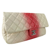 Chanel Quilted Caviar Ivory/Pink Ombre Jumbo Flap 2013