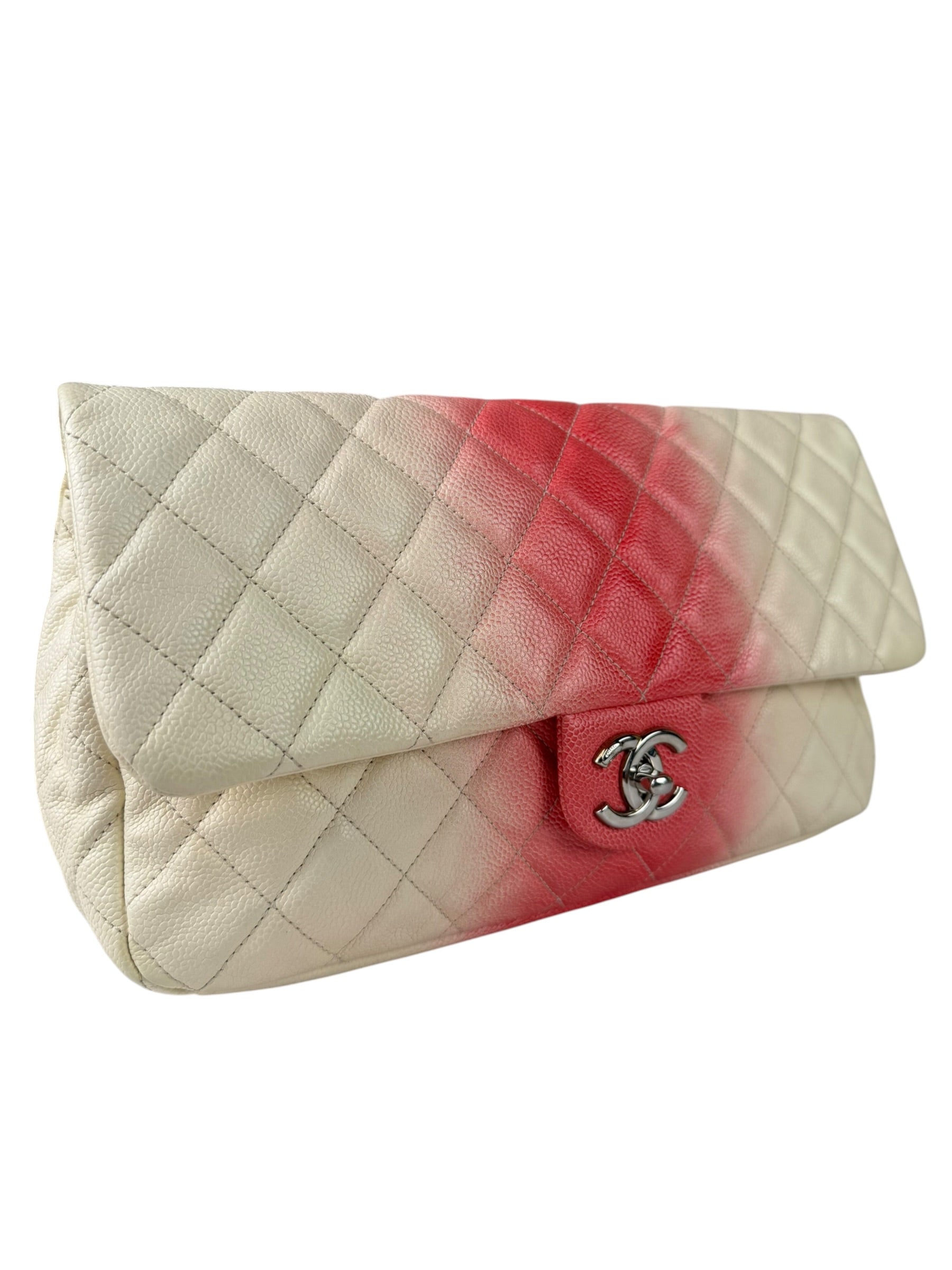 Chanel Quilted Caviar Ivory/Pink Ombre Jumbo Flap 2013