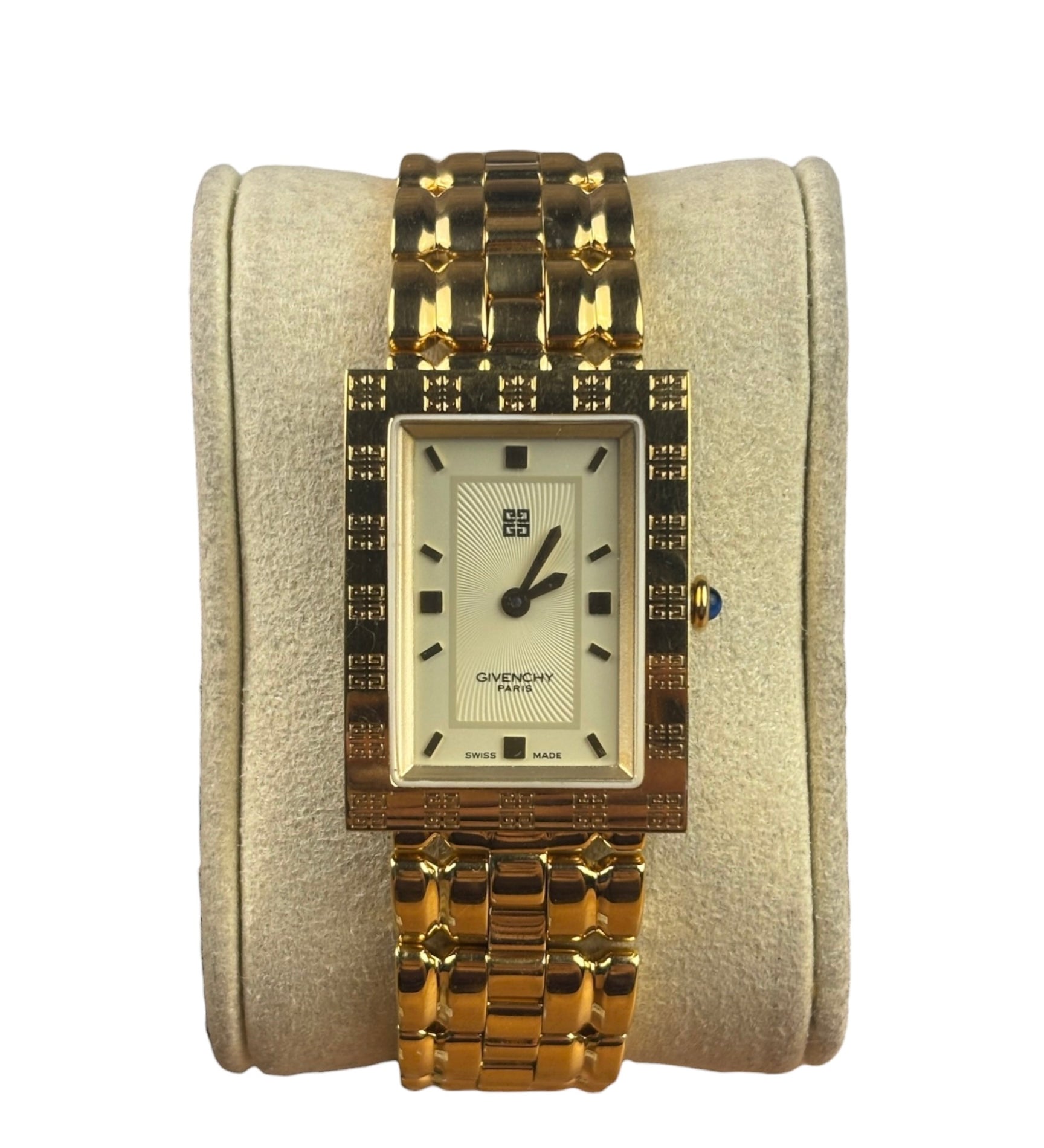 Givenchy Cream Dial Tank Gold Plated Watch