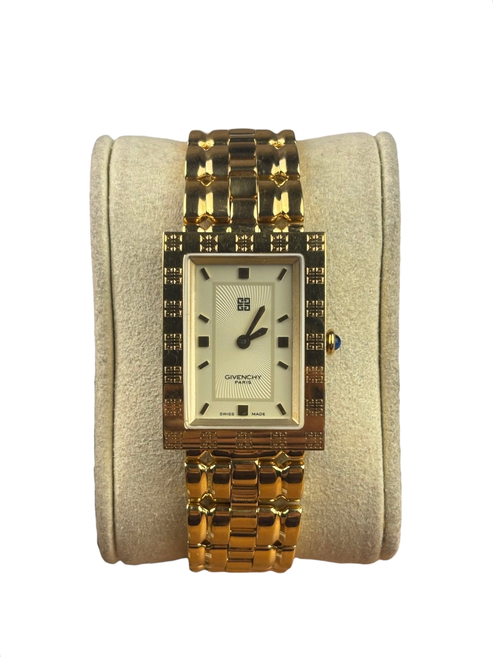 Givenchy Cream Dial Tank Gold Plated Watch