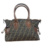 Fendi Vintage Leather Trim Zucca Etnico/Du Jour Tote Bga