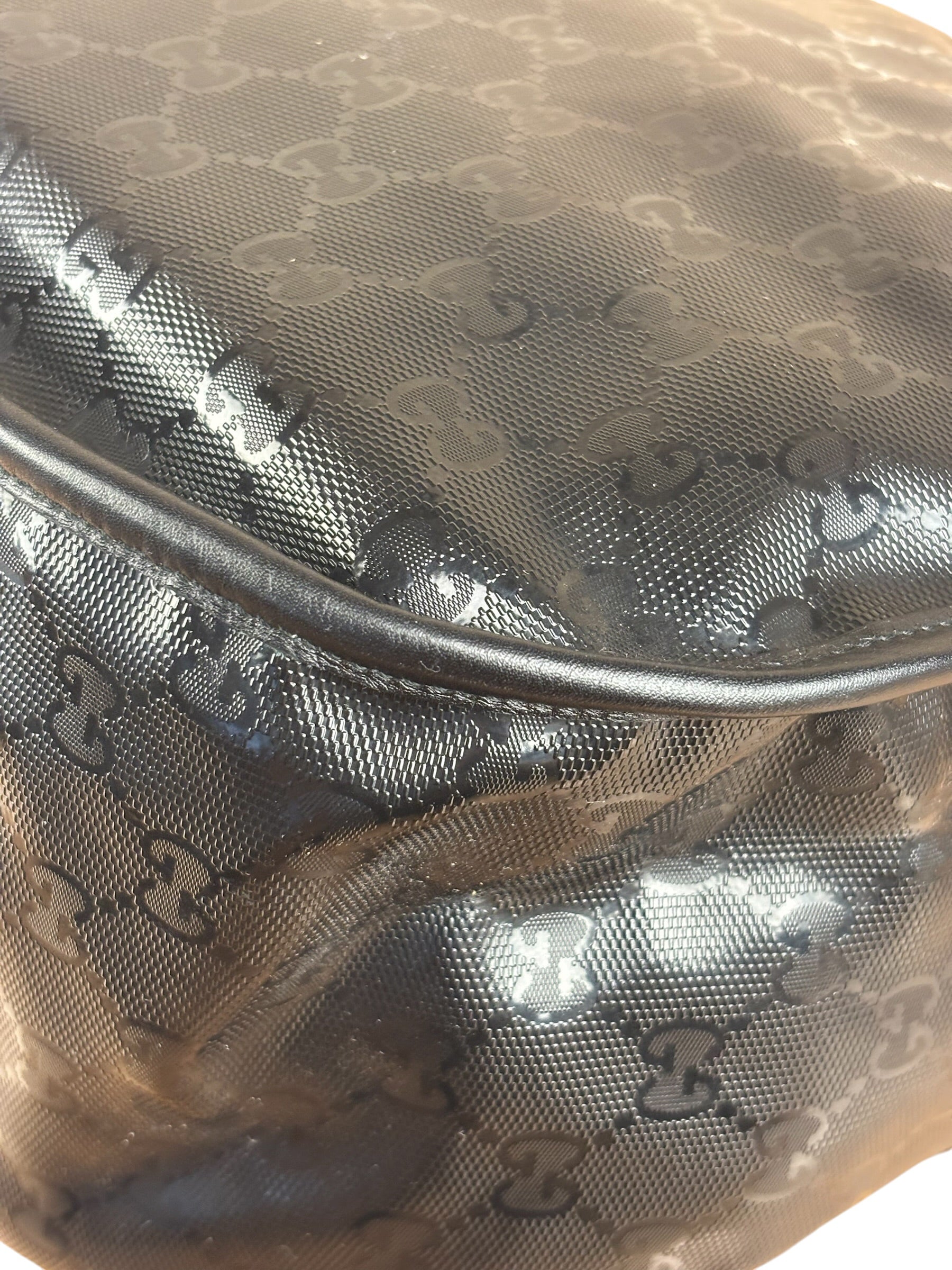 Gucci Black PVC GG Imprime Web Buckle Messenger Bag