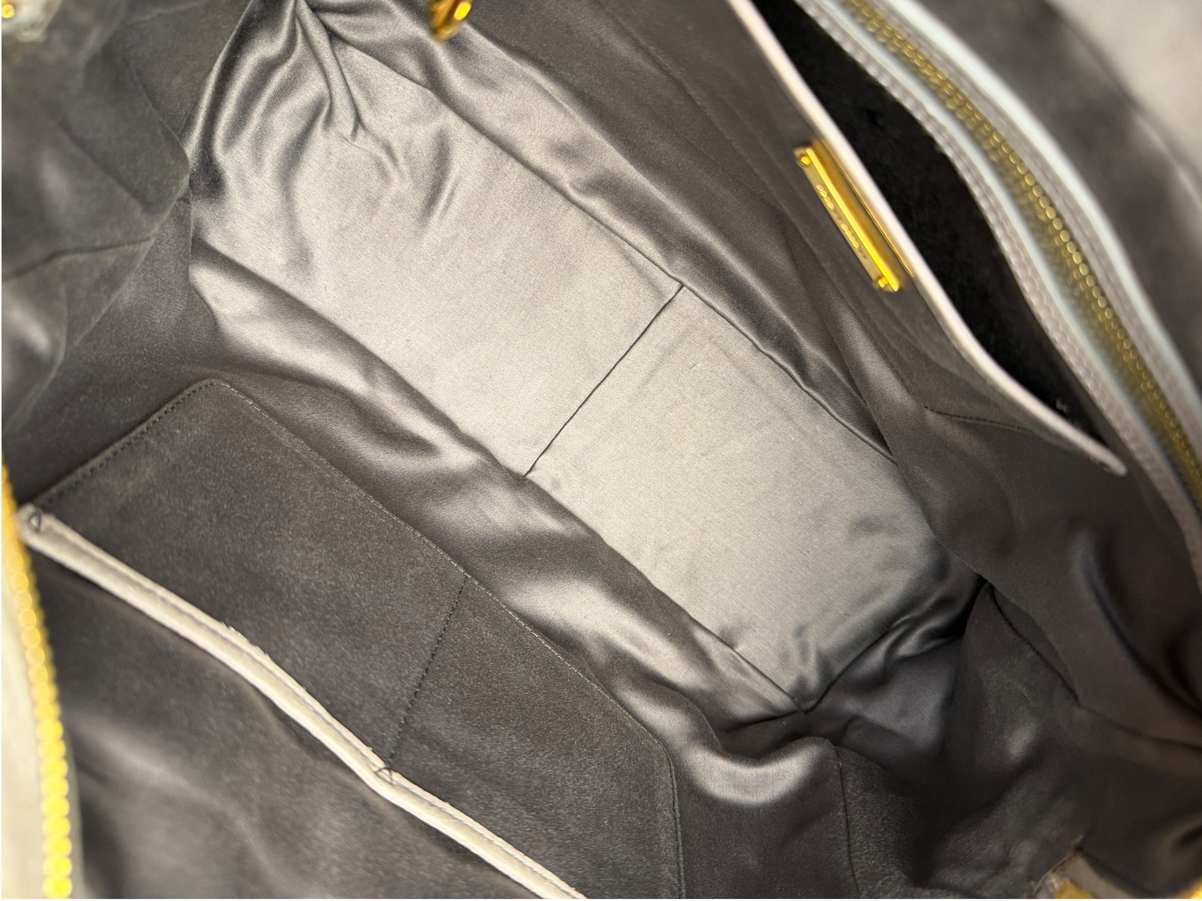 Miu Miu Vintage Pale Grey Vitello Leather Two-Way Bag