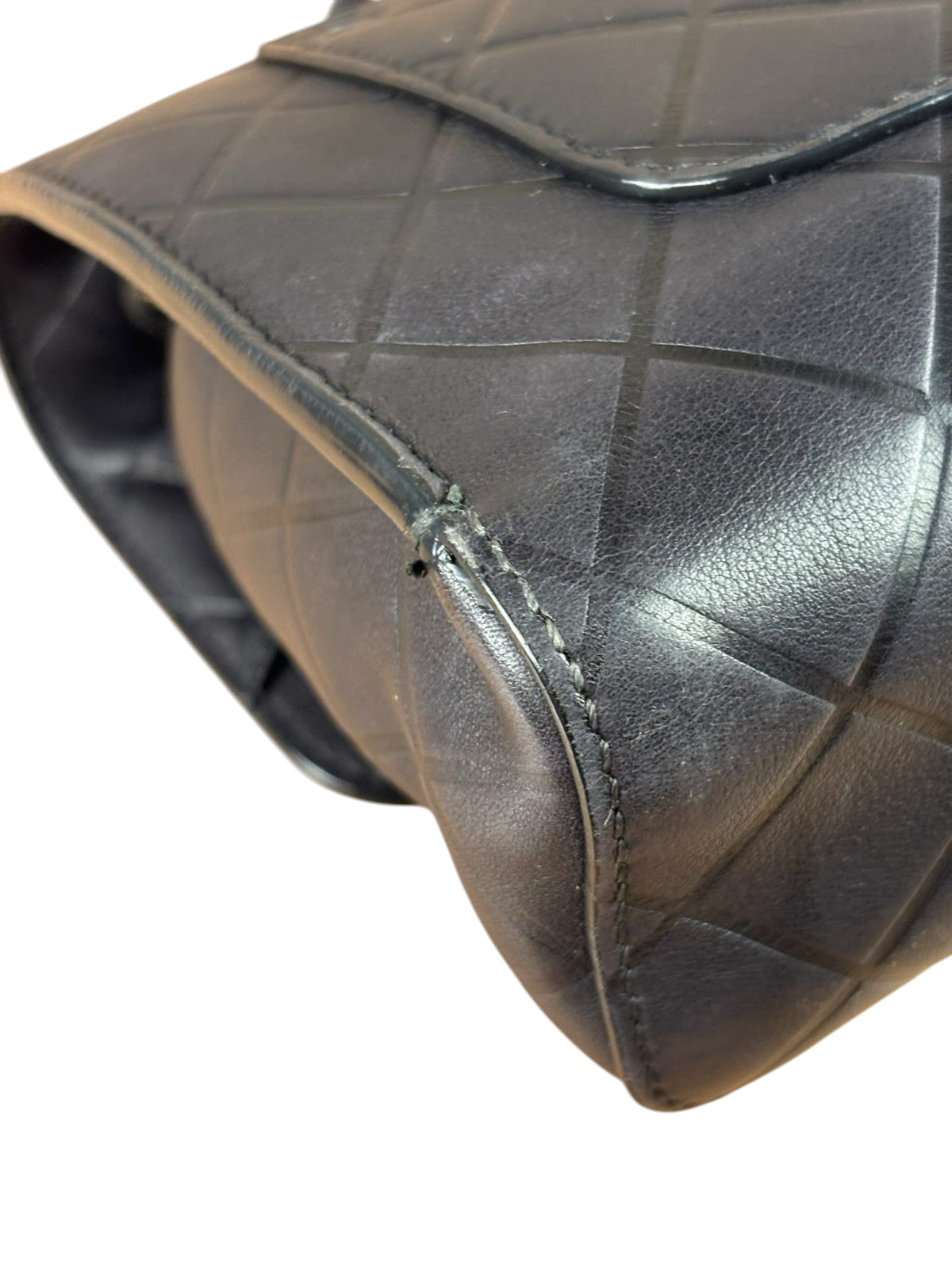 Chanel Black Embossed Leather CC Clasp Flap Bag 2015