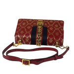 Gucci Red Leather Sylvie Chain Shoulder Bag