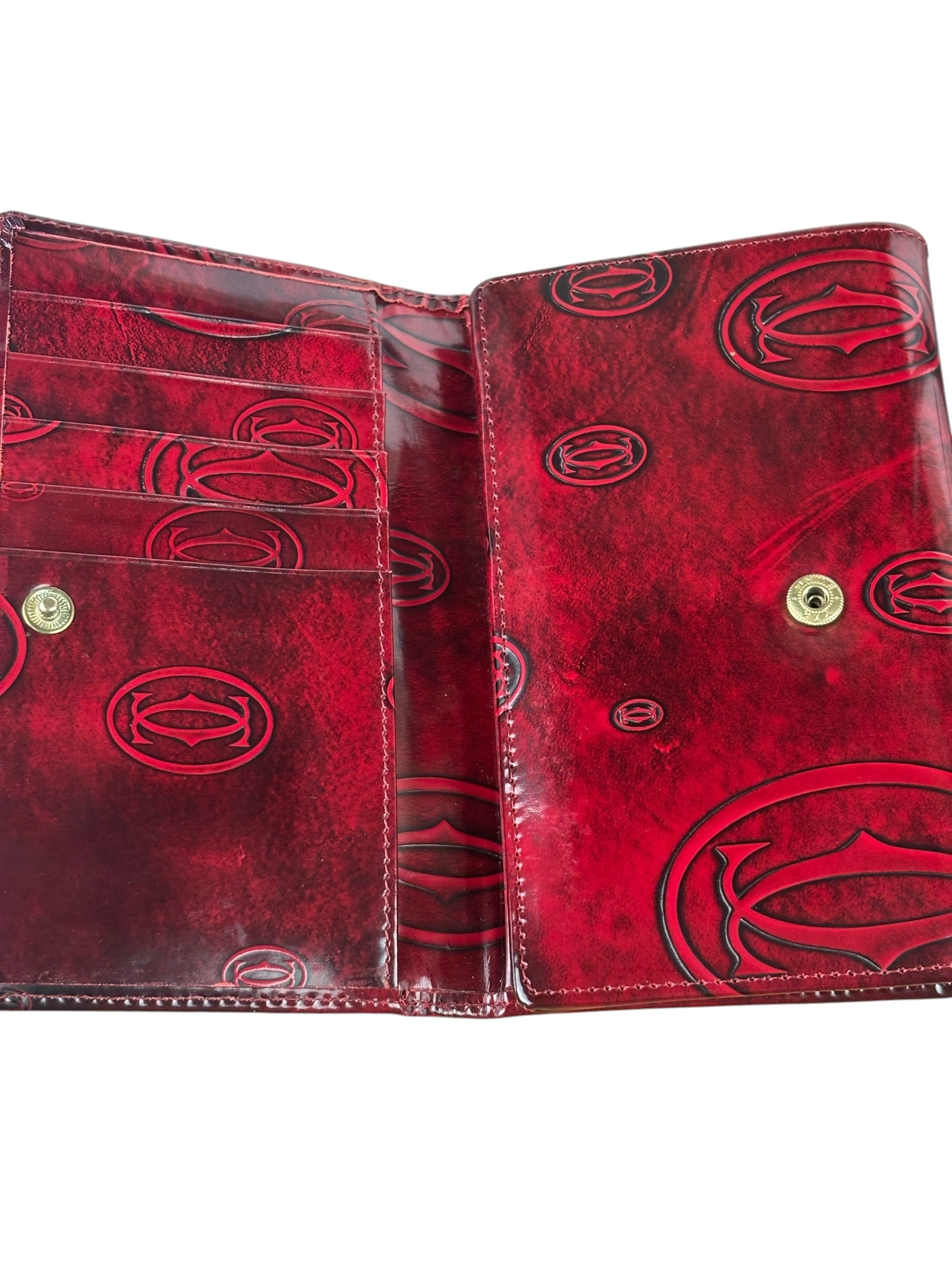Cartier Red Patent Leather Must De Cartier Tri-Fold Wallet
