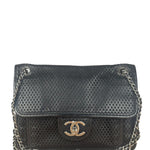 Chanel Black Perforated Leather Up in the Air Flap Bag 2012