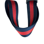 Gucci Navy Blue Leather Trim G Web Buckle Belt