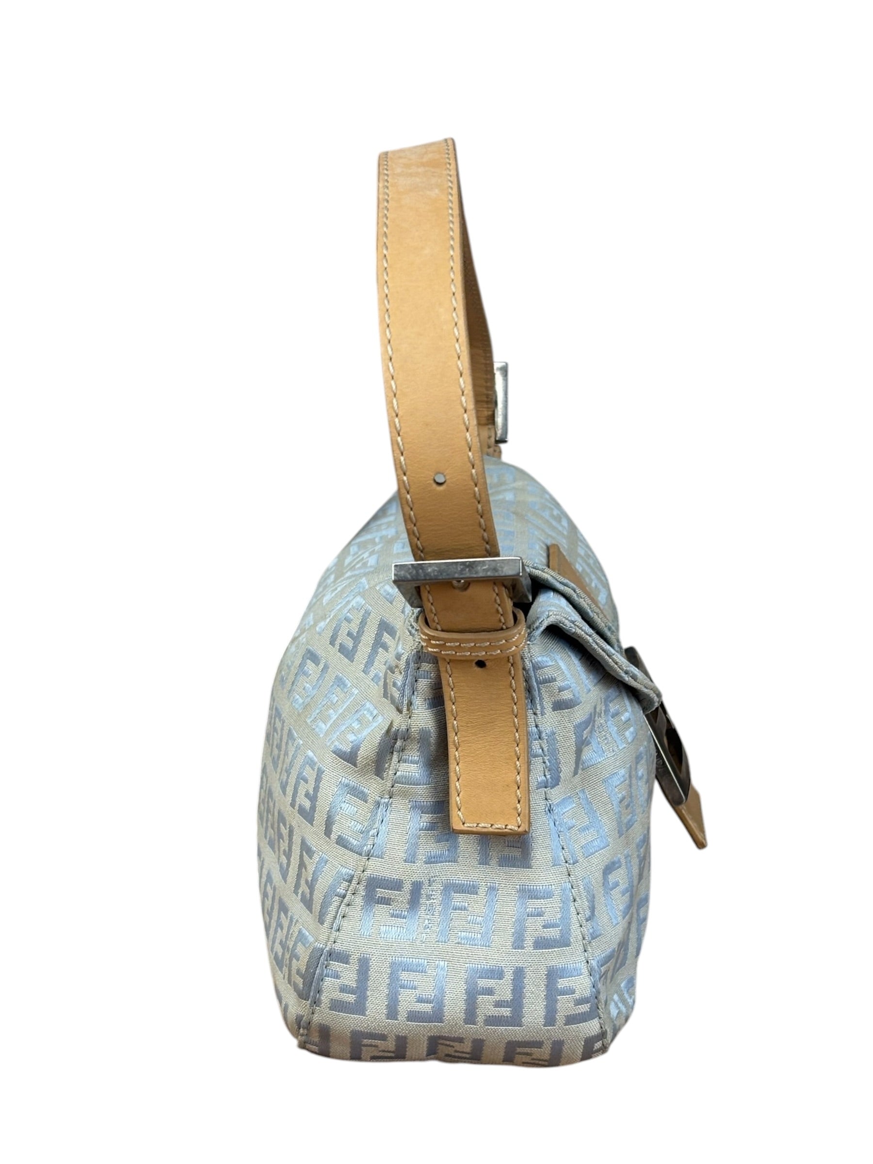 Fendi Vintage Blue Zucca Print Baguette