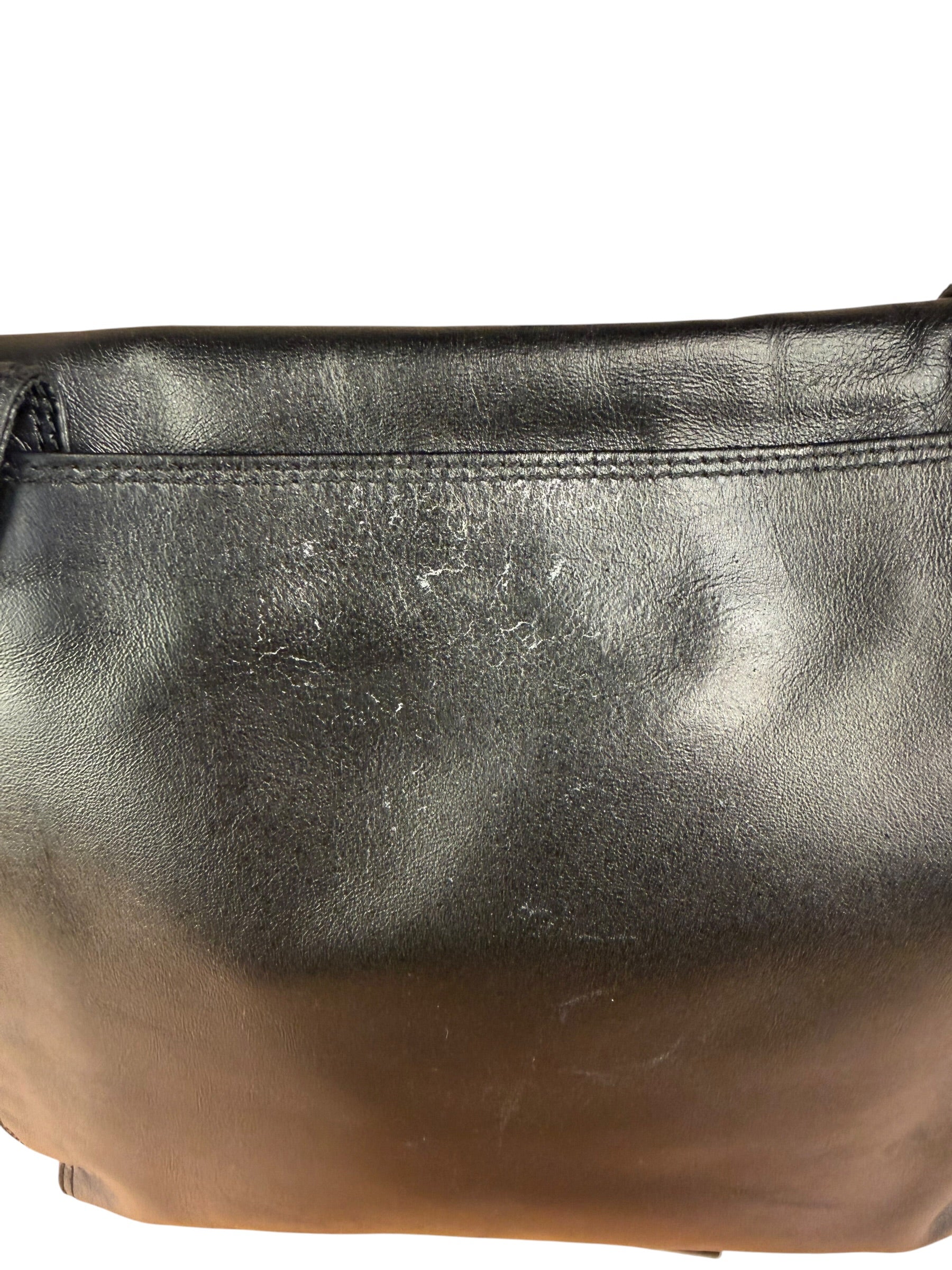 Chanel Vintage Black Leather Flap Crossbody Messenger Bag 1997