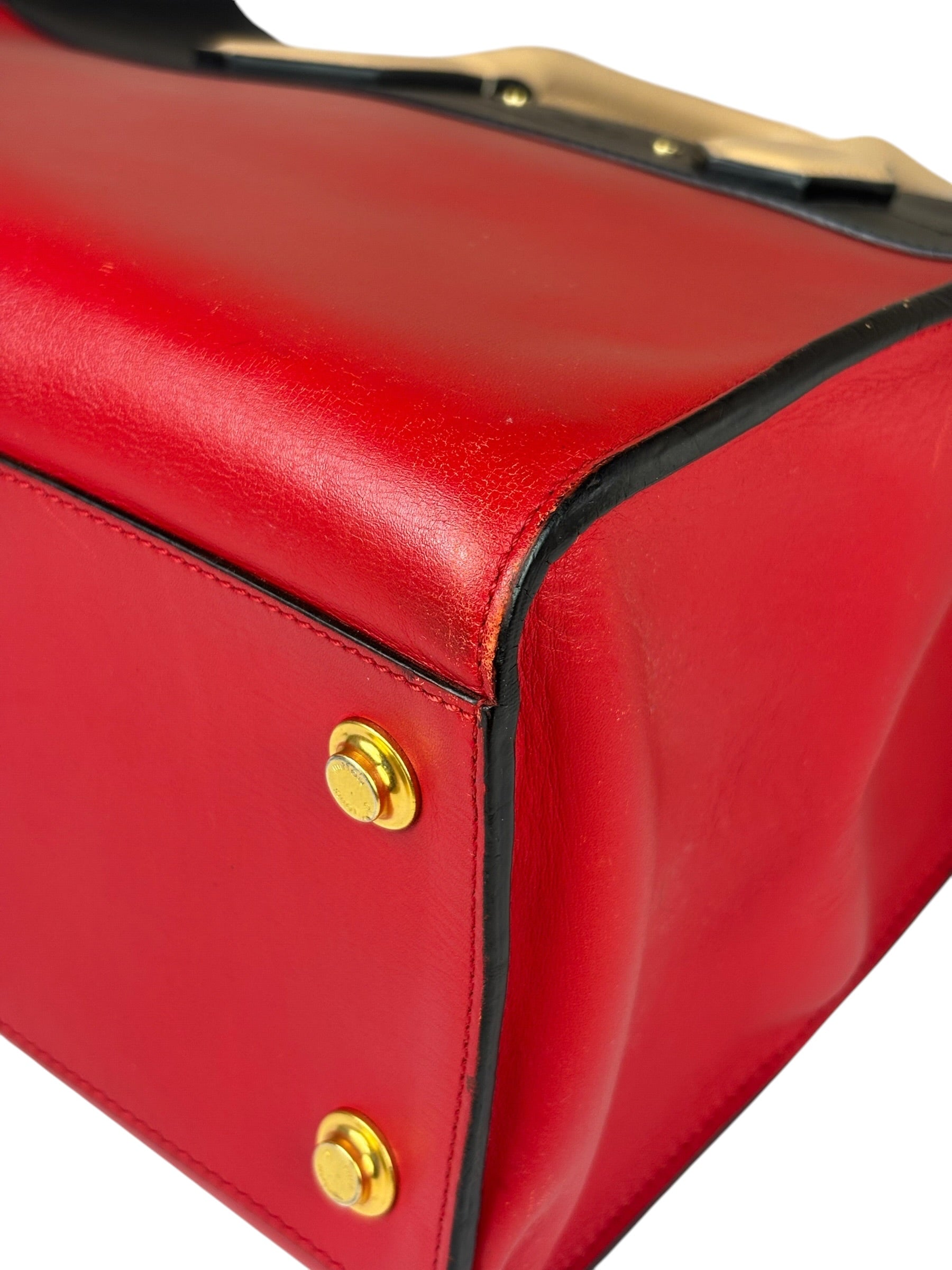 Louis Vuitton Red Leather City Steamer Handbag MM