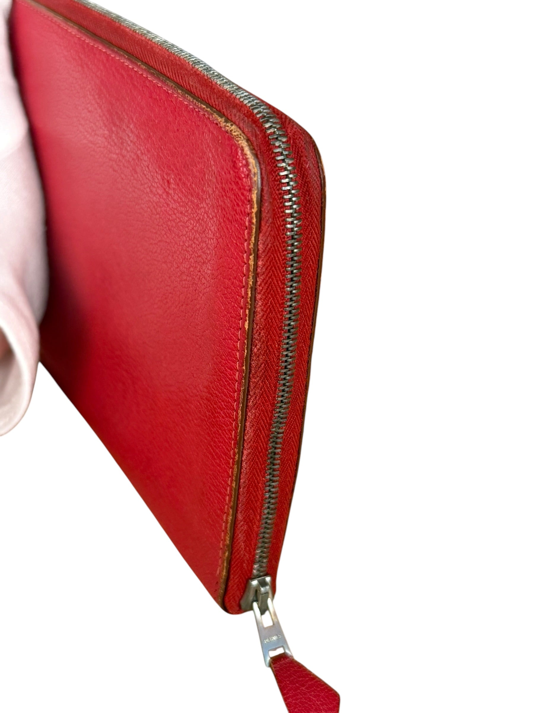 Hermes Rouge Epsom Leather Vintage Organizer Wallet