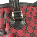 Gucci Red/Black Leather Trim GG Full Moon Tote