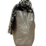 Chanel Taupe Leather Funny Tweed Fringe Flap Bag 2010