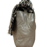 Chanel Taupe Leather Funny Tweed Fringe Flap Bag 2010