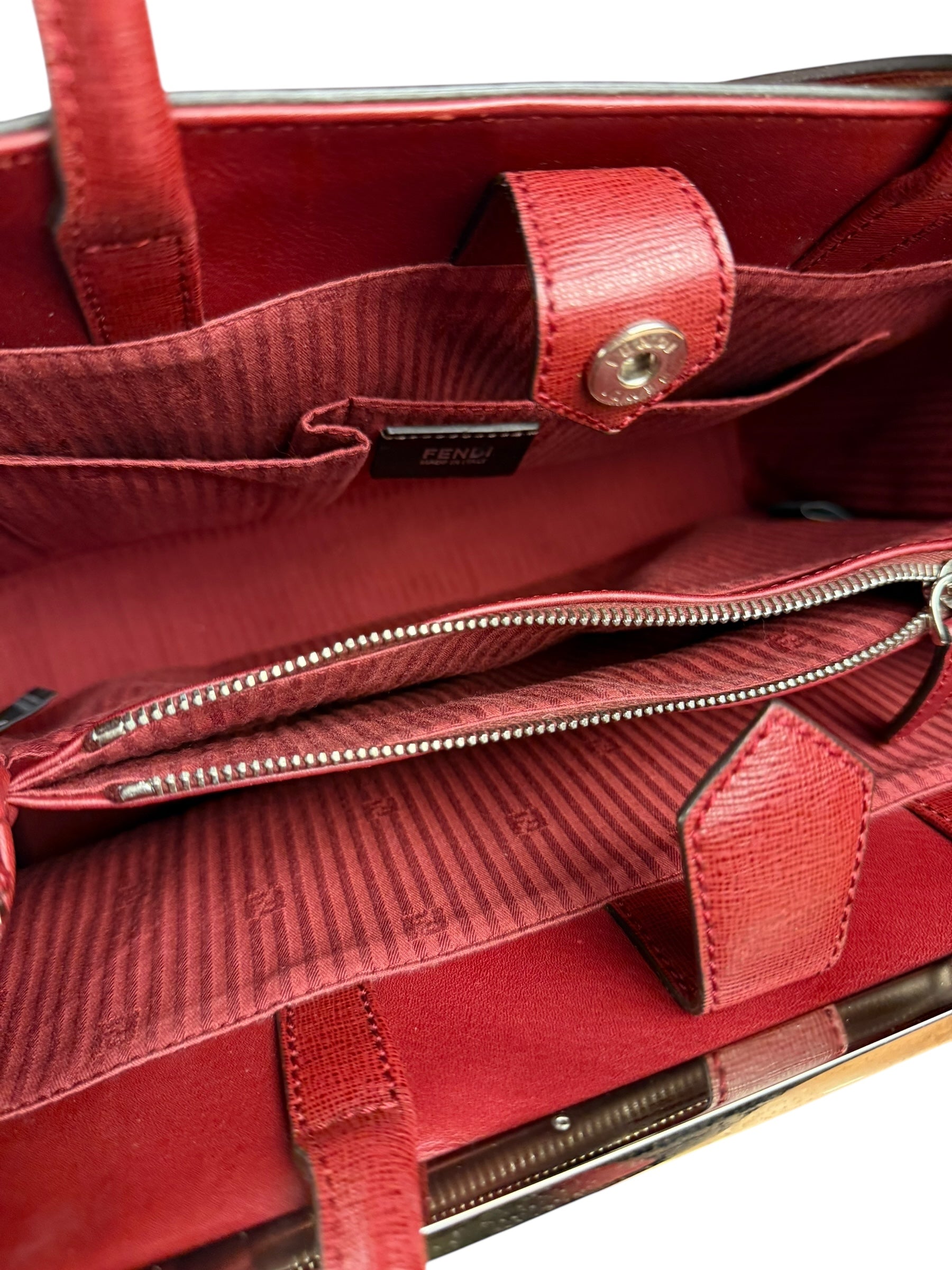 Fendi 2Jours Red Geometric Medium Tote