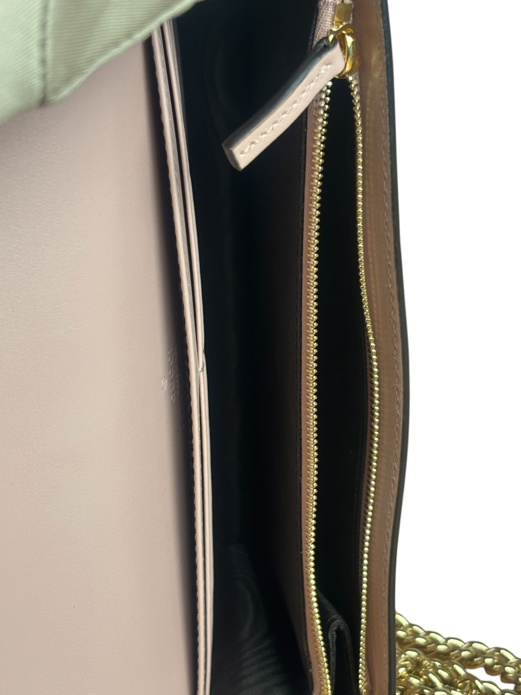 Gucci Light Pink Leather GG Matelasse Chain Wallet