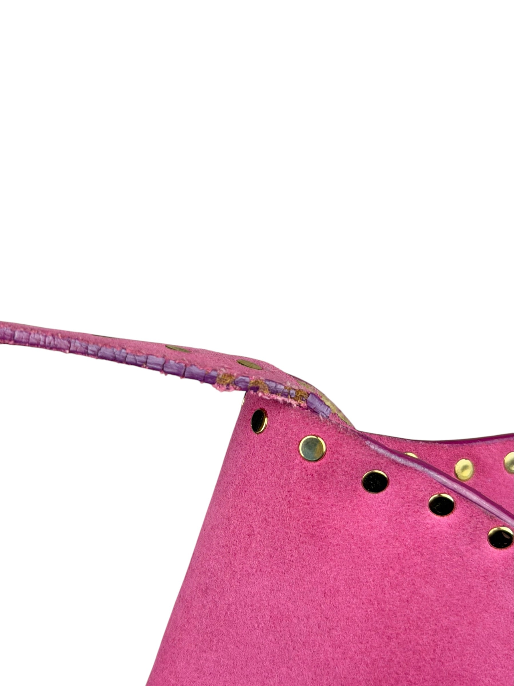 Celine Vintage Pink Suede Poulbot Shoulder Bag