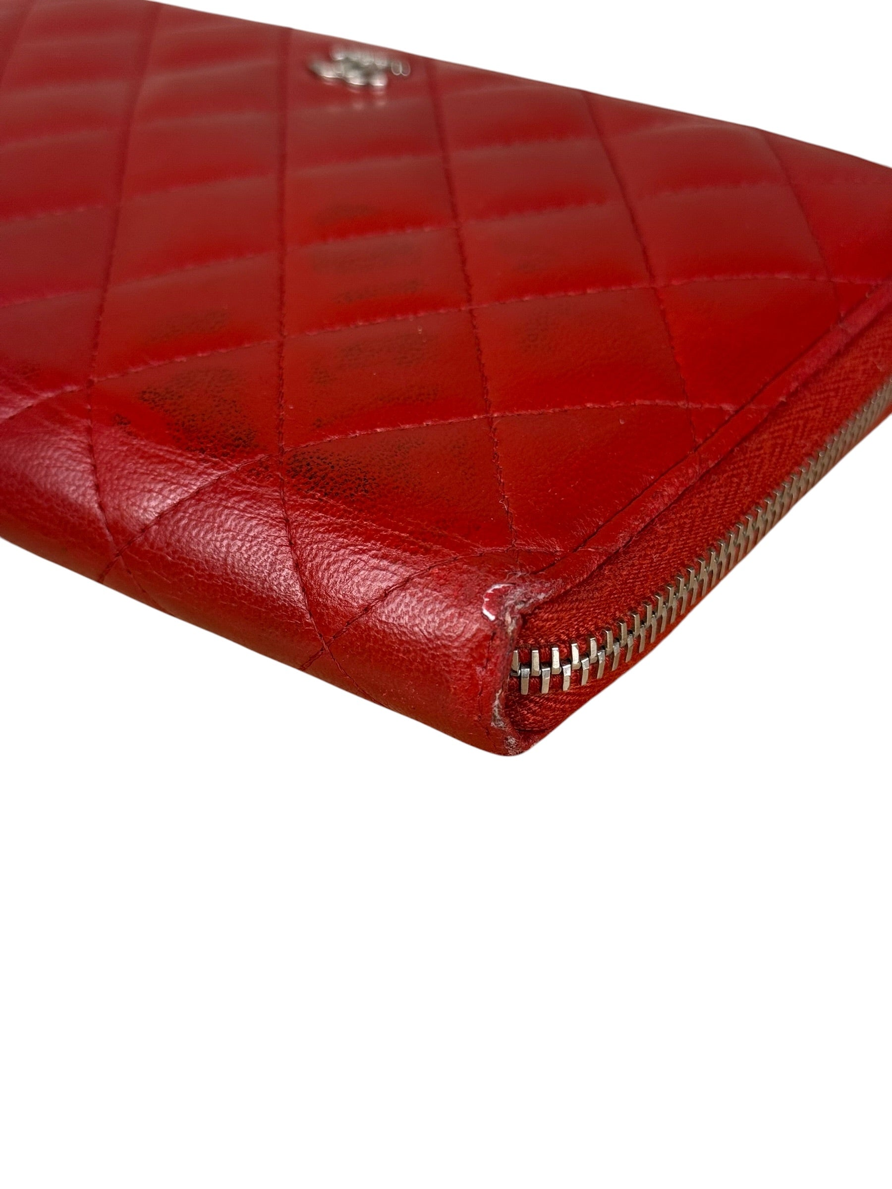 Chanel Red Quilted Leather Long Organizer Wallet 2010
