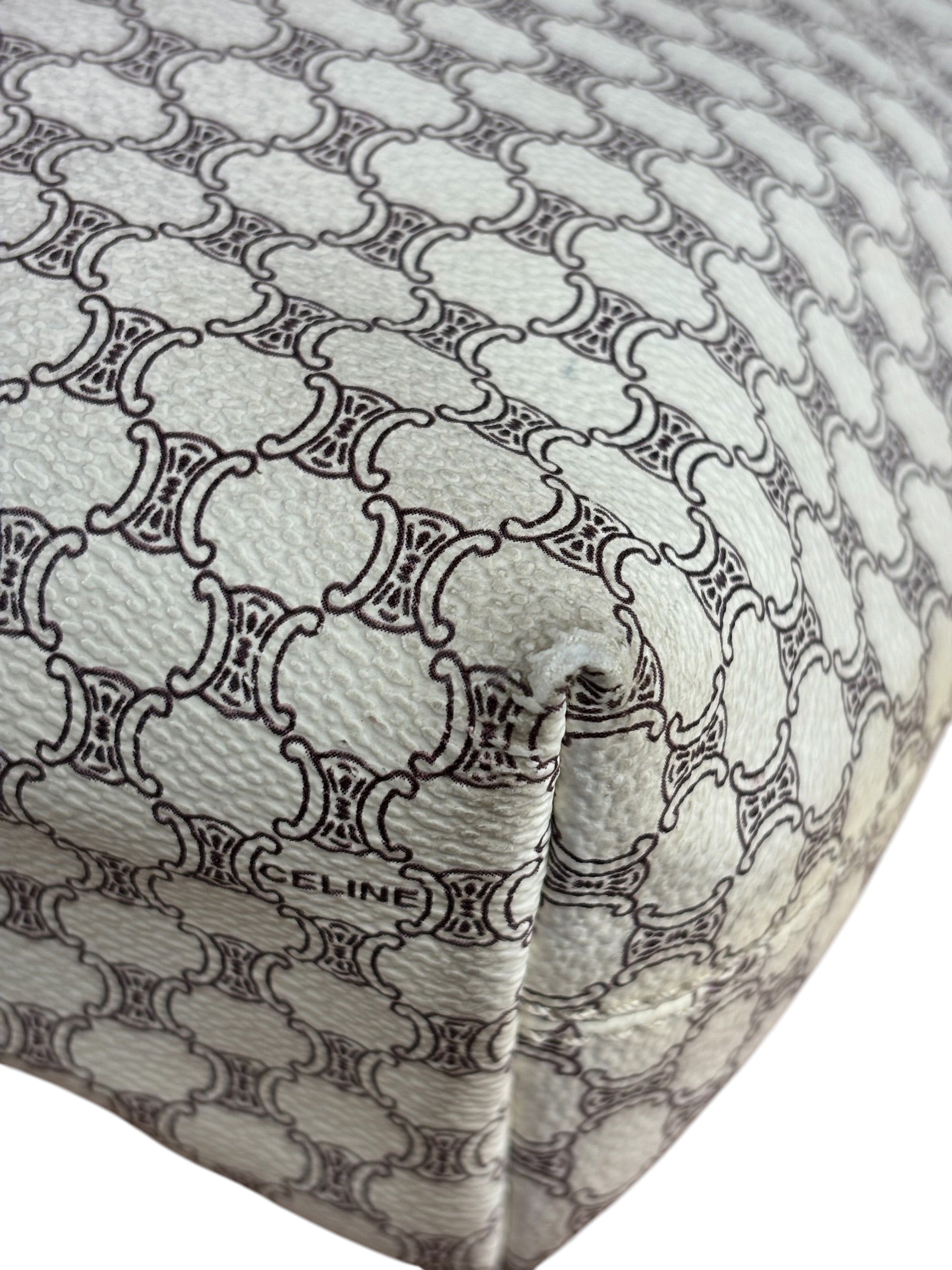 Celine White Macadam Coated Canvas Tote Bag