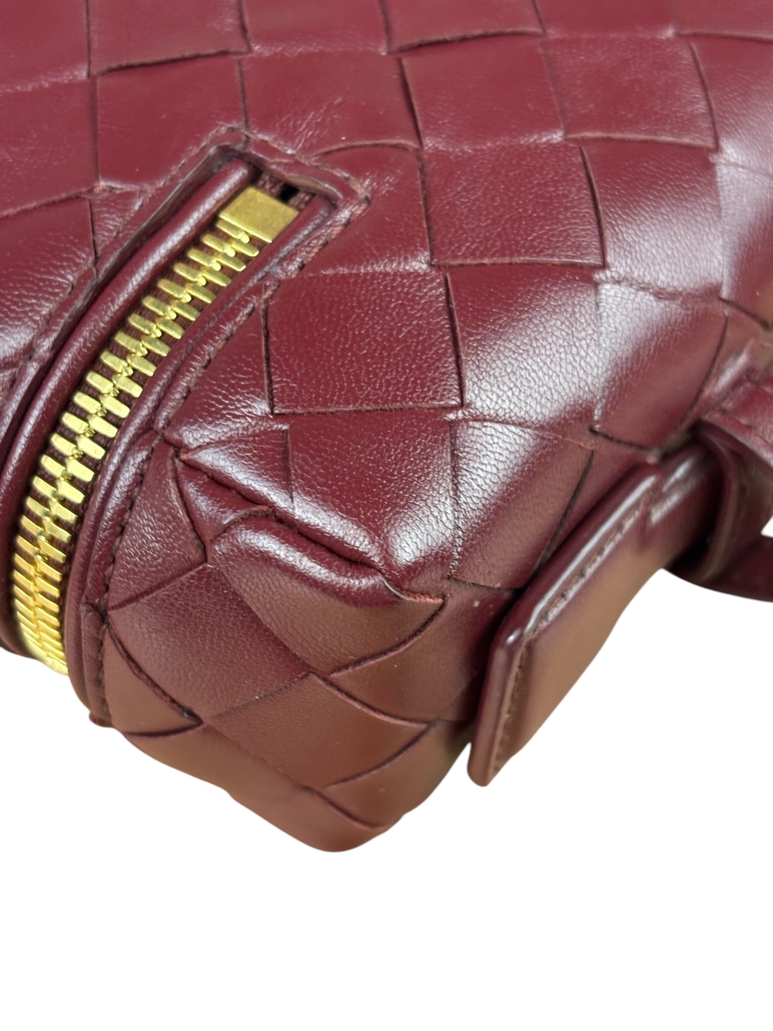 Bottega Veneta Burgundy Leather Intrecciato Bang Bang Vanity Two-Way Bag