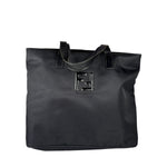 Fendi Vintage Black Nylon Leather Trim FF Roll Tote Bag