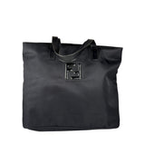 Fendi Vintage Black Nylon Leather Trim FF Roll Tote Bag