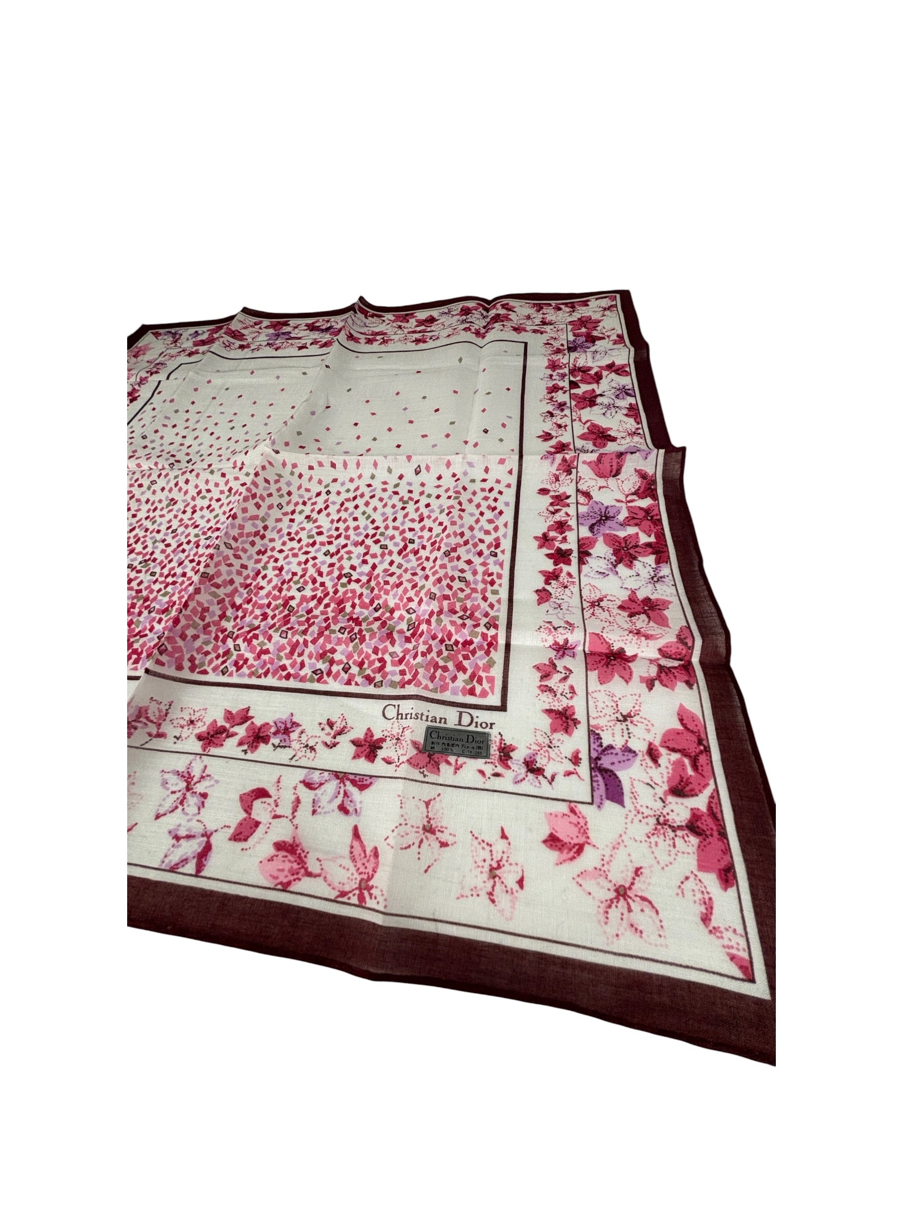 Christian Dior Vintage Floral Print Silk Handkerchief/Scarf