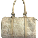 Fendi Vintage Beige Zucca Mini Boston Bag