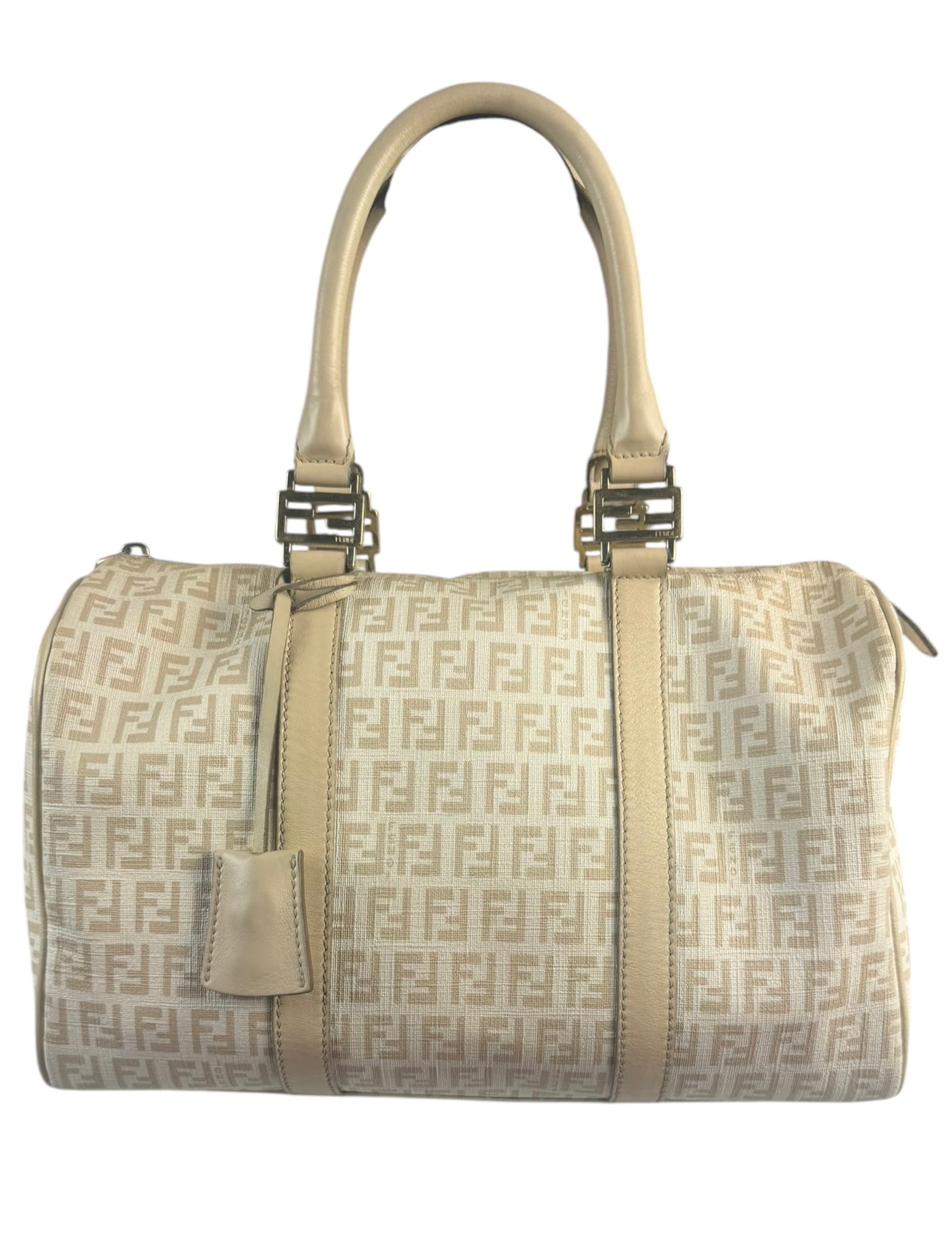 Fendi Vintage Beige Zucca Mini Boston Bag