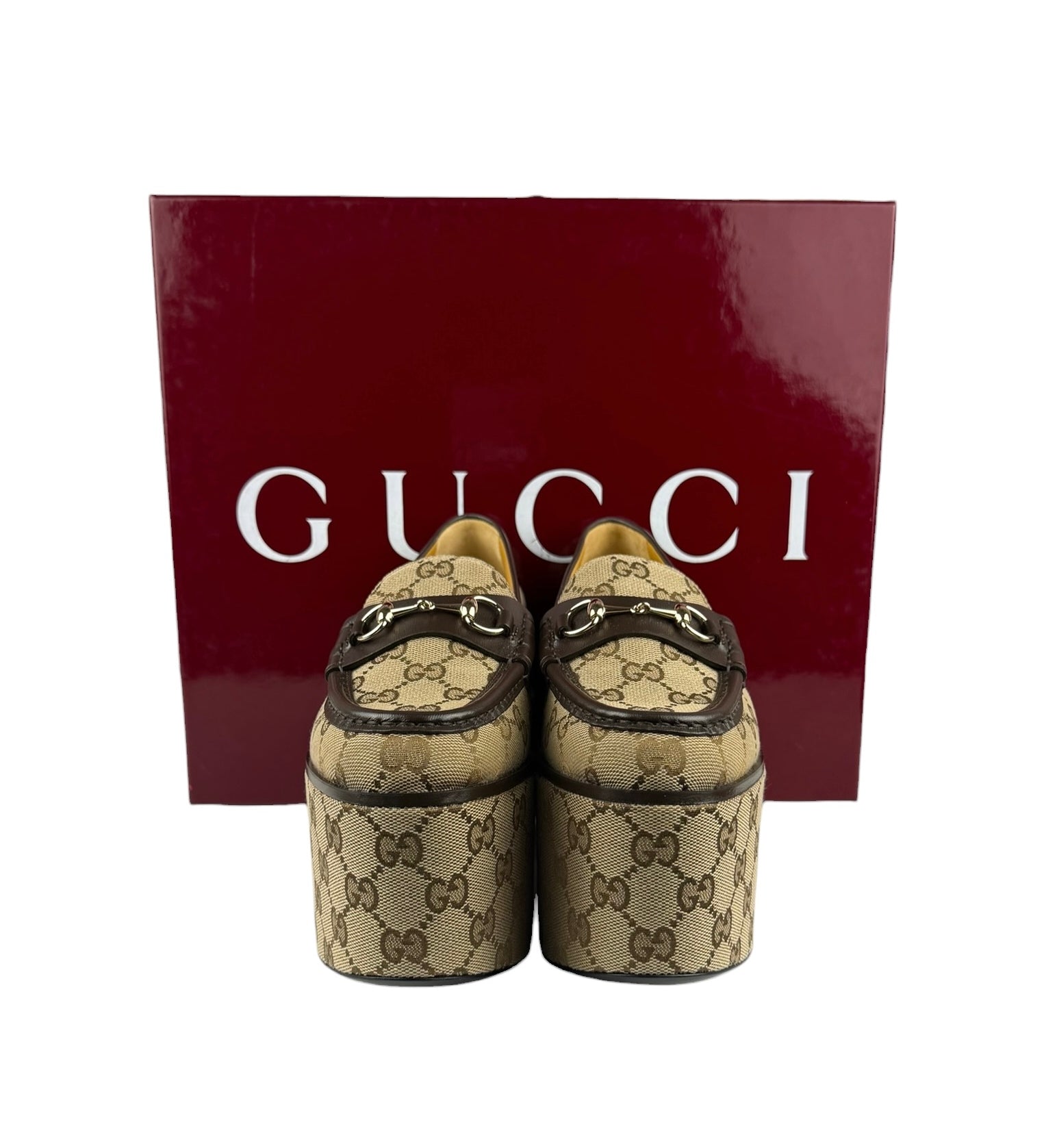 Gucci Horsebit GG Canvas Platform Loafers