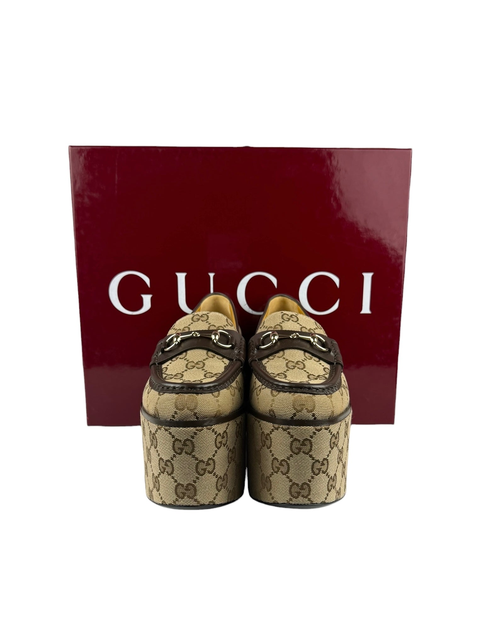 Gucci Horsebit GG Canvas Platform Loafers