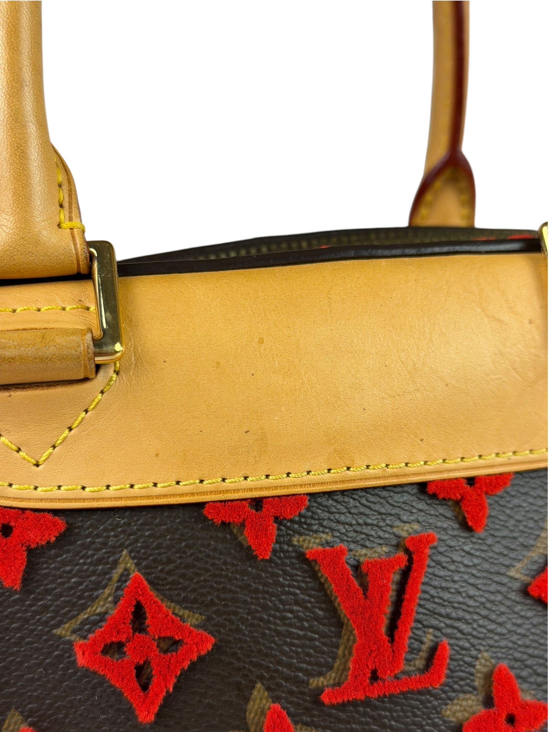 Louis Vuitton Limited Edition Deauville Cube Rosso Handbag Red