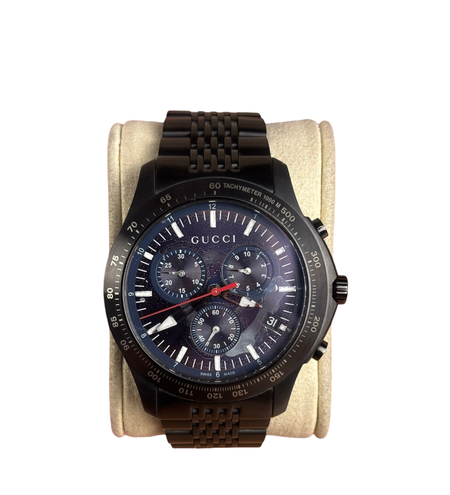 Gucci Black G-Timeless Chronograph Navy Blue Dial 126.2 Quartz YA126258