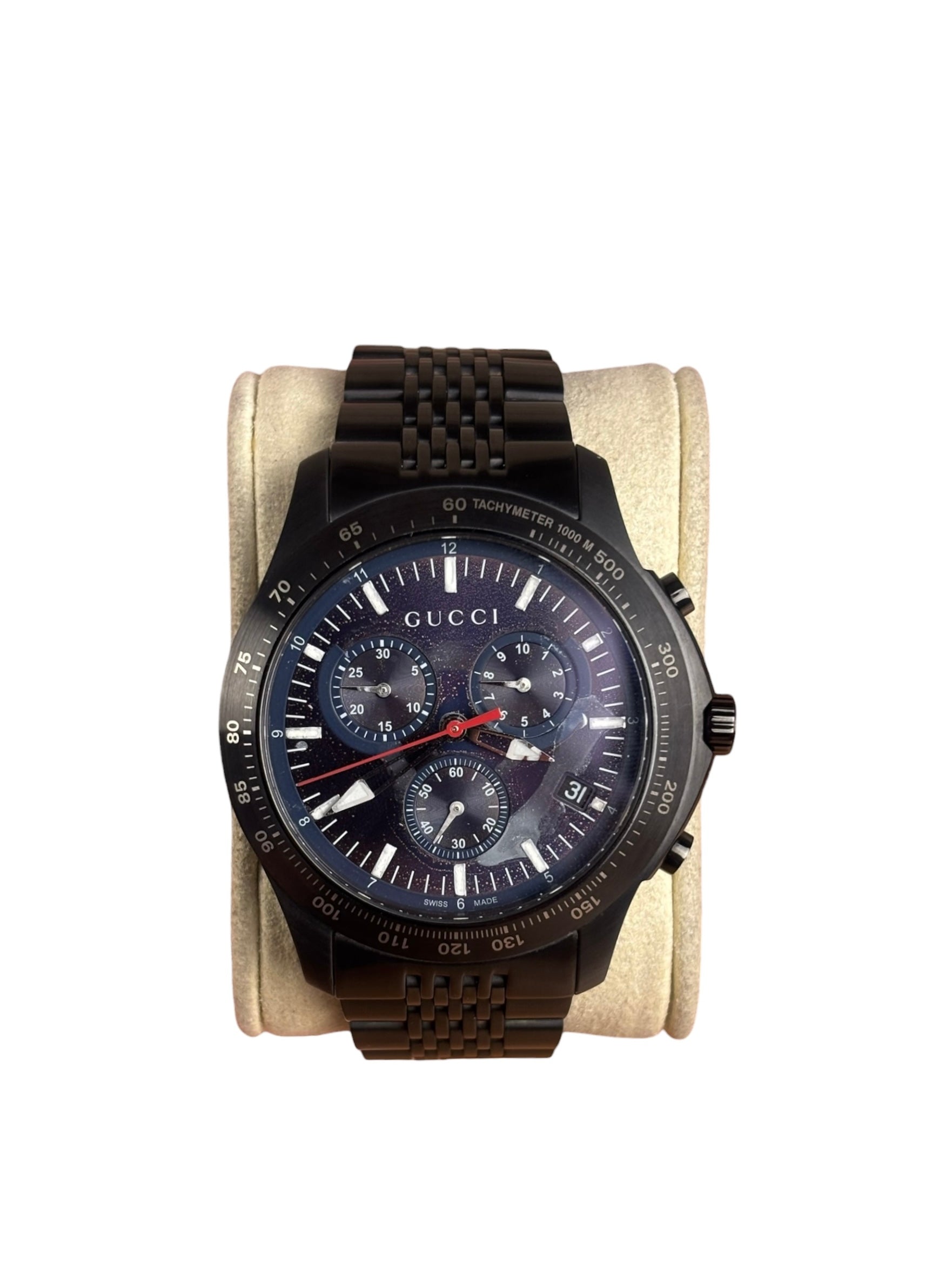 Gucci Black G-Timeless Chronograph Navy Blue Dial 126.2 Quartz YA126258