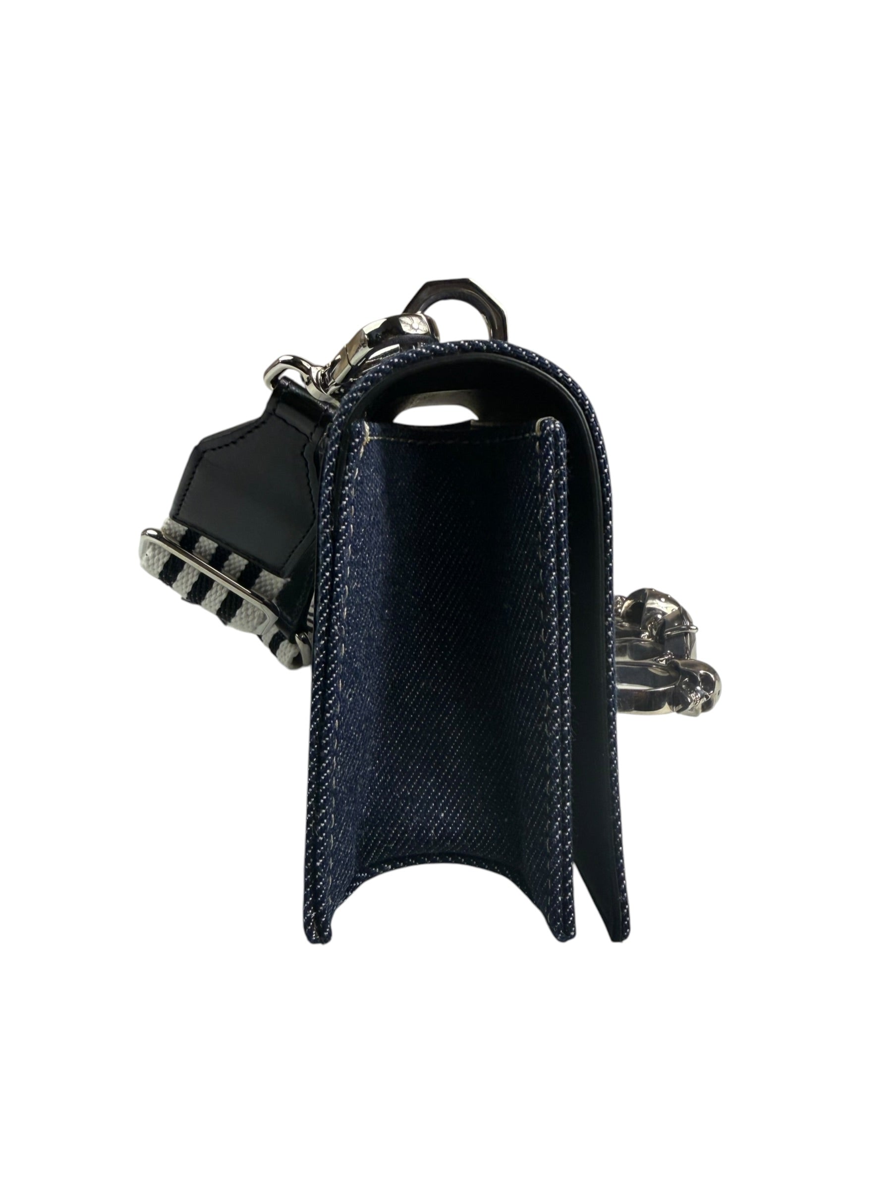 Alexander McQueen Denim Jeweled Knuckle Shoulder Bag