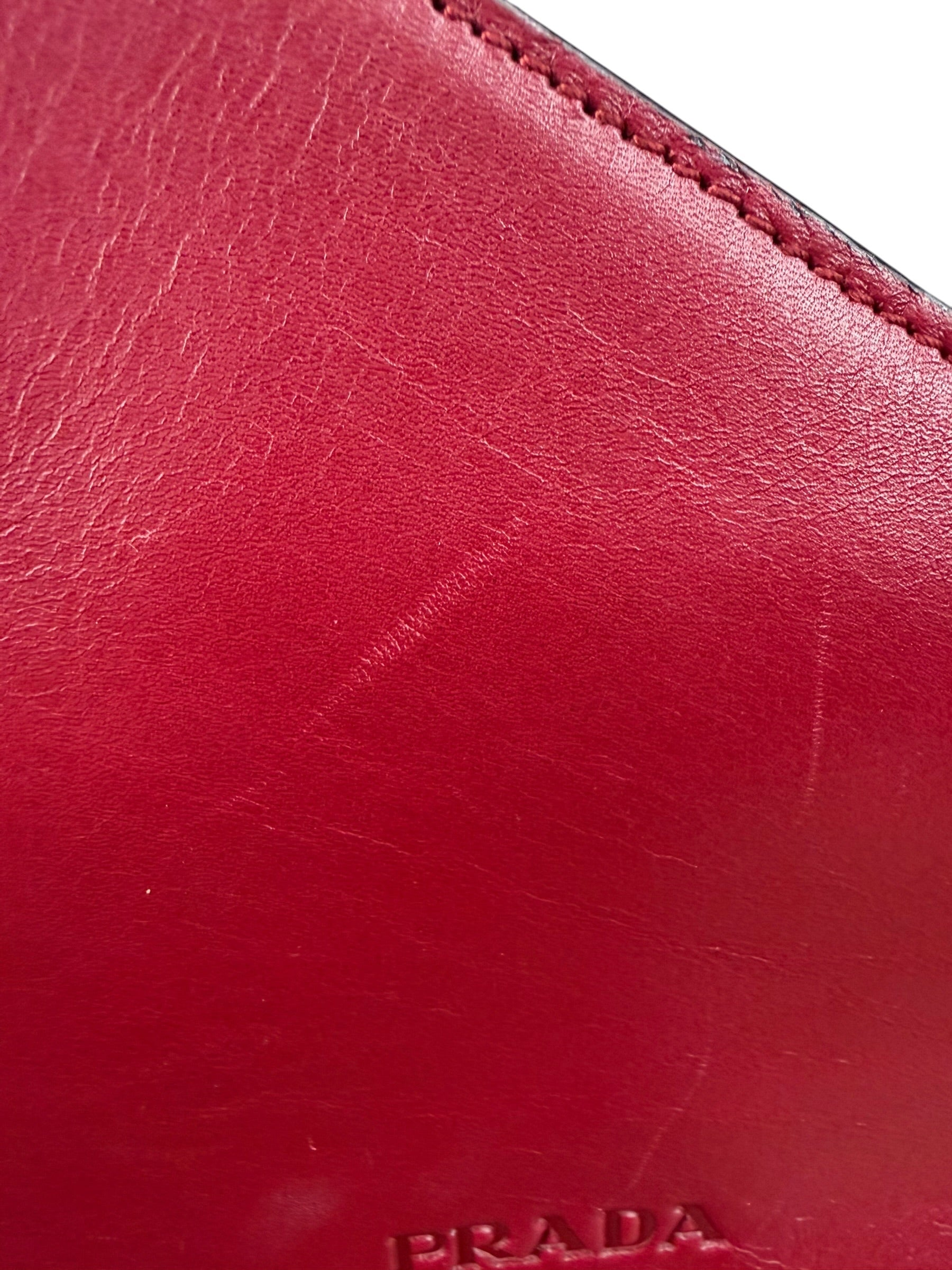 Prada Red/Black Leather Asymmetry Hobo Bag
