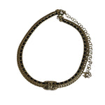 Chanel Black Leather Trim Gold-Tone Chain Choker 22S