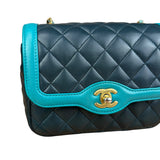 Chanel Quilted Mini Two-Tone Blue Day Flap Bag 2017