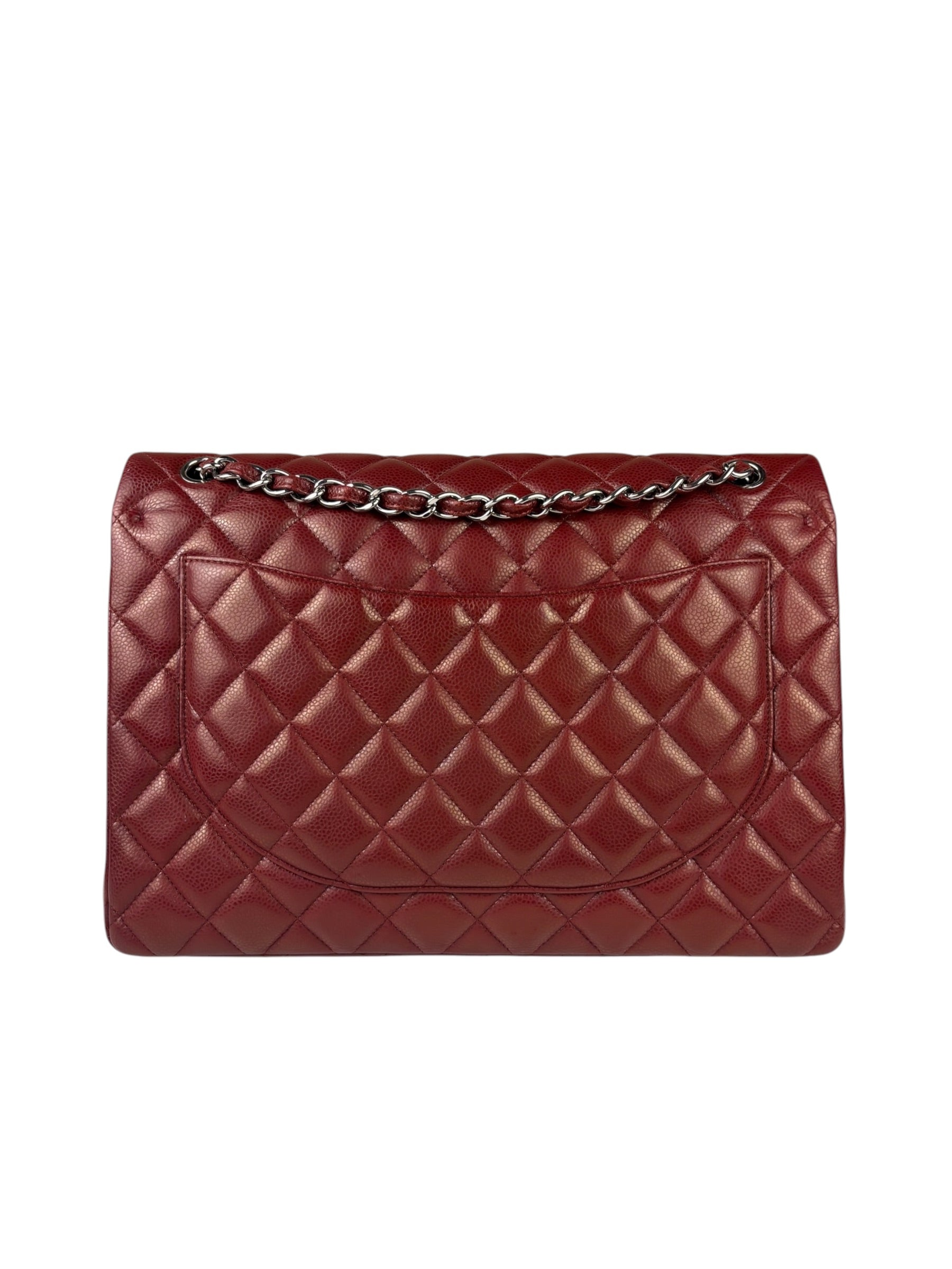 Chanel Burgundy Quilted Leather Jumbo Classic Double Flap Bag 2011