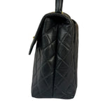 Chanel Vintage Black Caviar Quilted Leather Kelly Top Handle Bag 1996