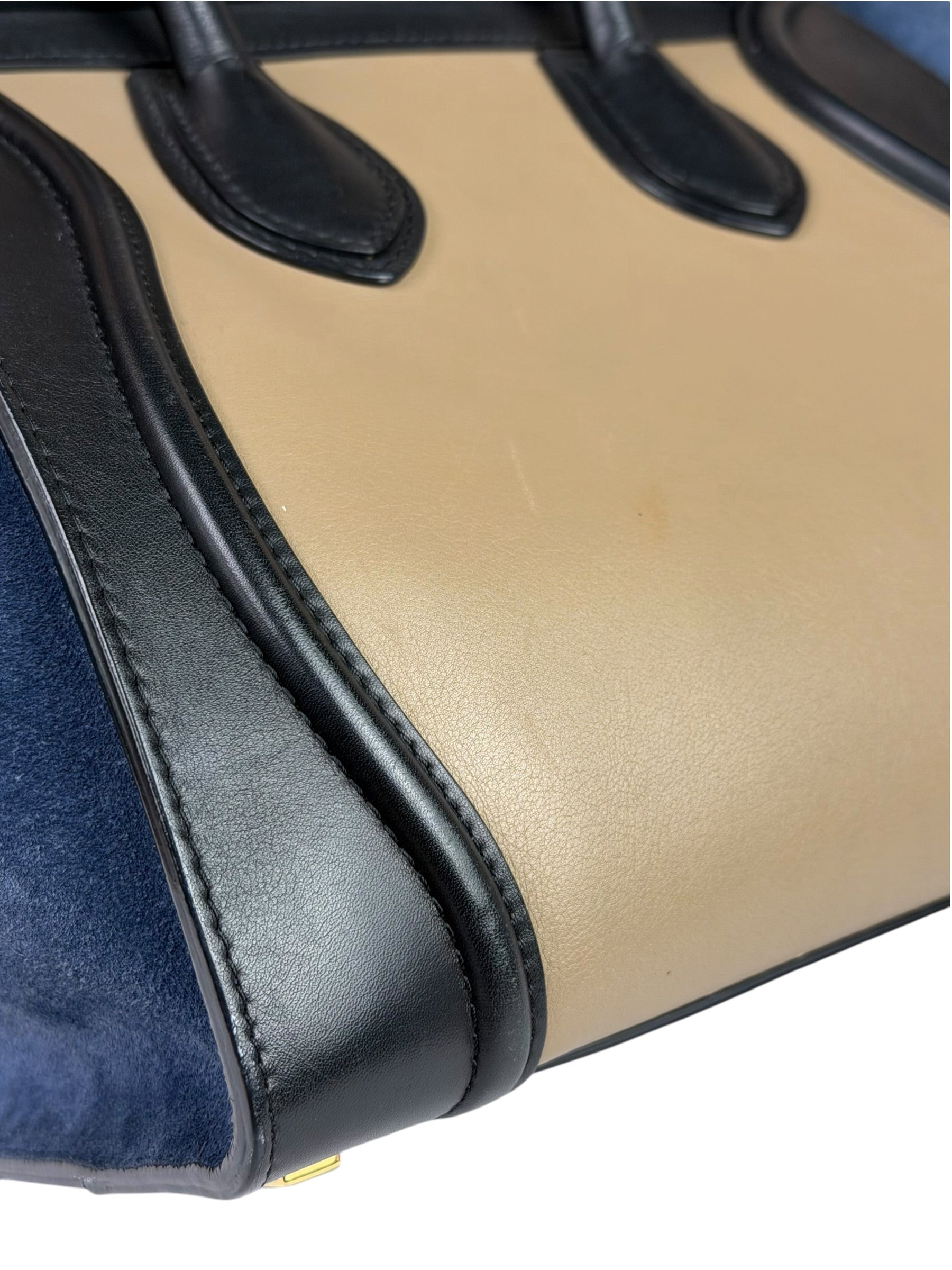 Celine Calfskin Leather/Suede Tri-Color Luggage Tote Bag