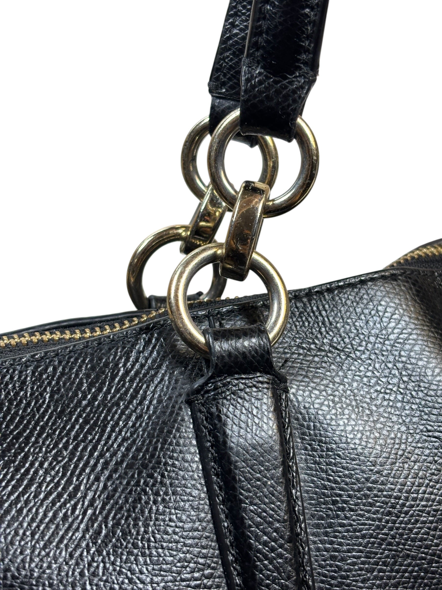 Coach Black Pebbled Leather Ava Zip Tote
