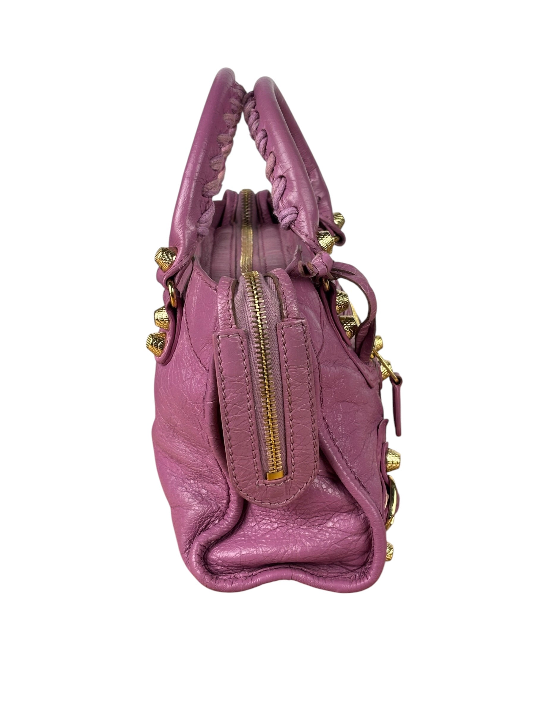 Balenciaga Purple Leather Velo Moto Two-Way Bag