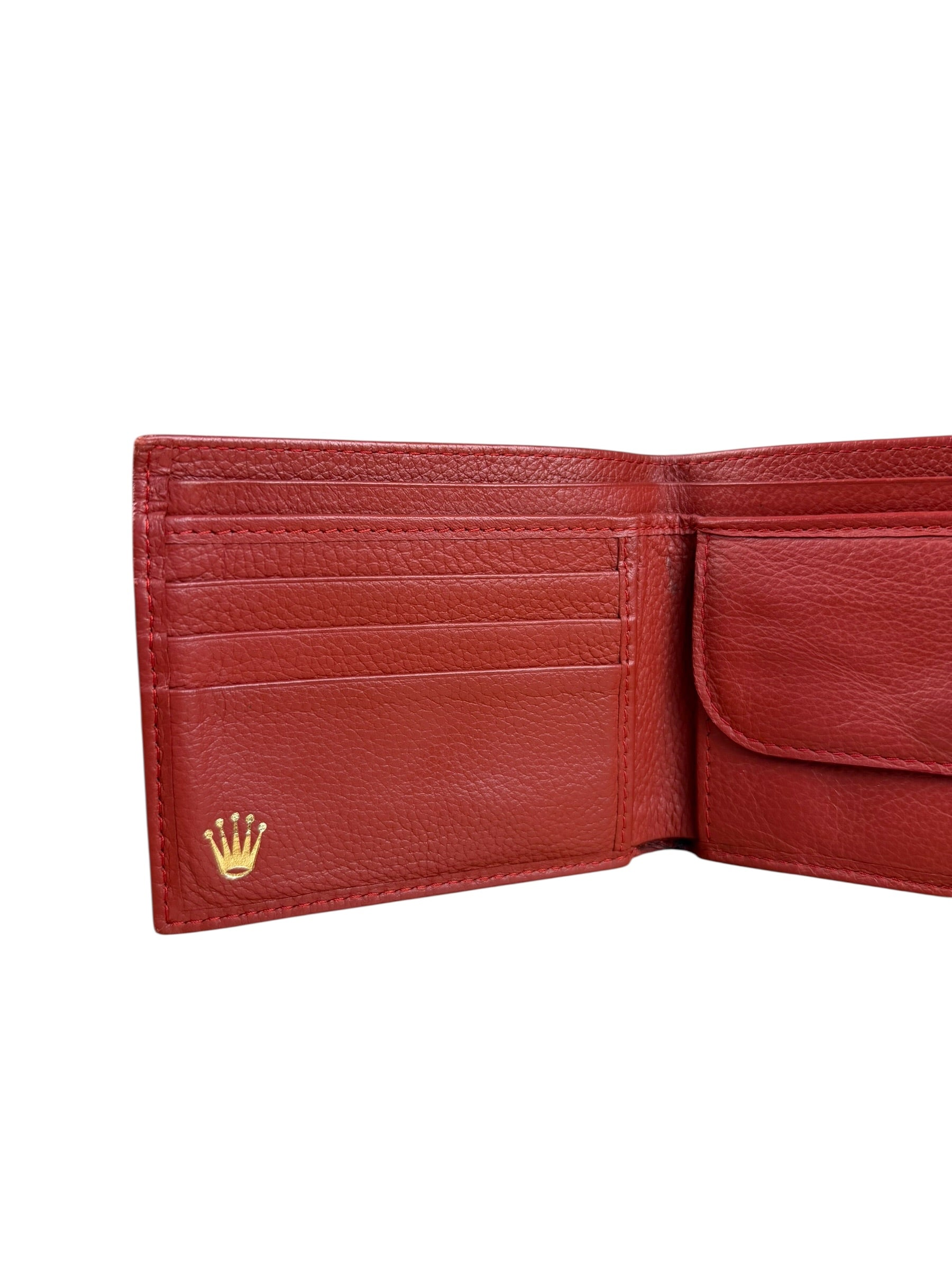 Rolex Red Leather Bifold Wallet