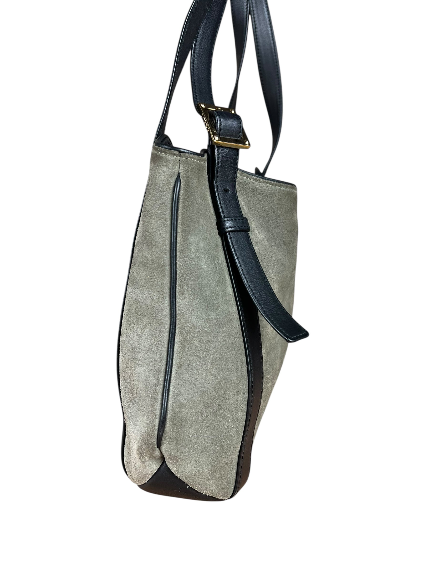 Loewe Suede Anagram Shoulder Tote Olive