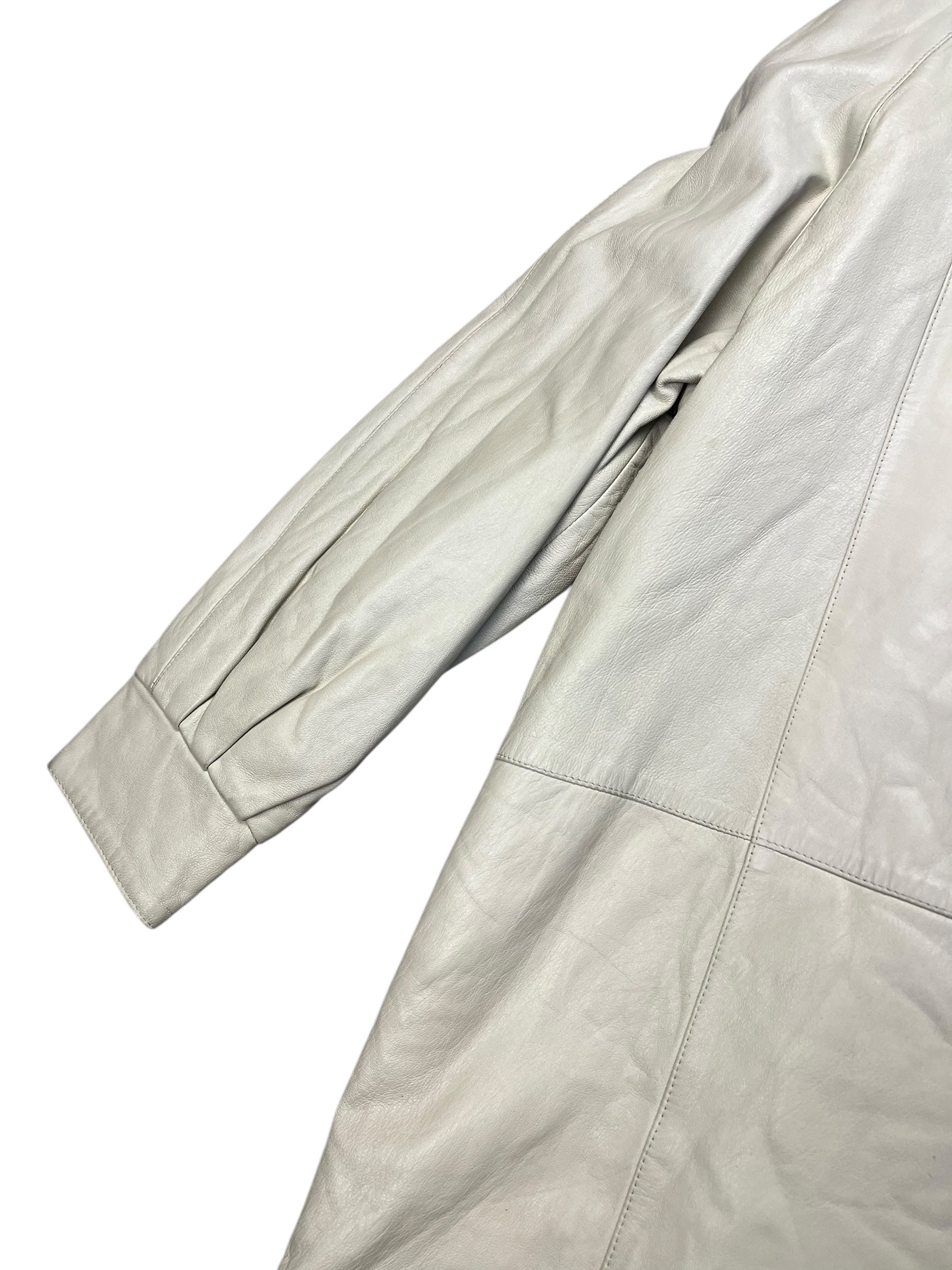 Modéle Chombert Leather Fur Lined Coat Ivory