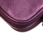 Coach Purple Metallic Studded Leather Zip Pouch